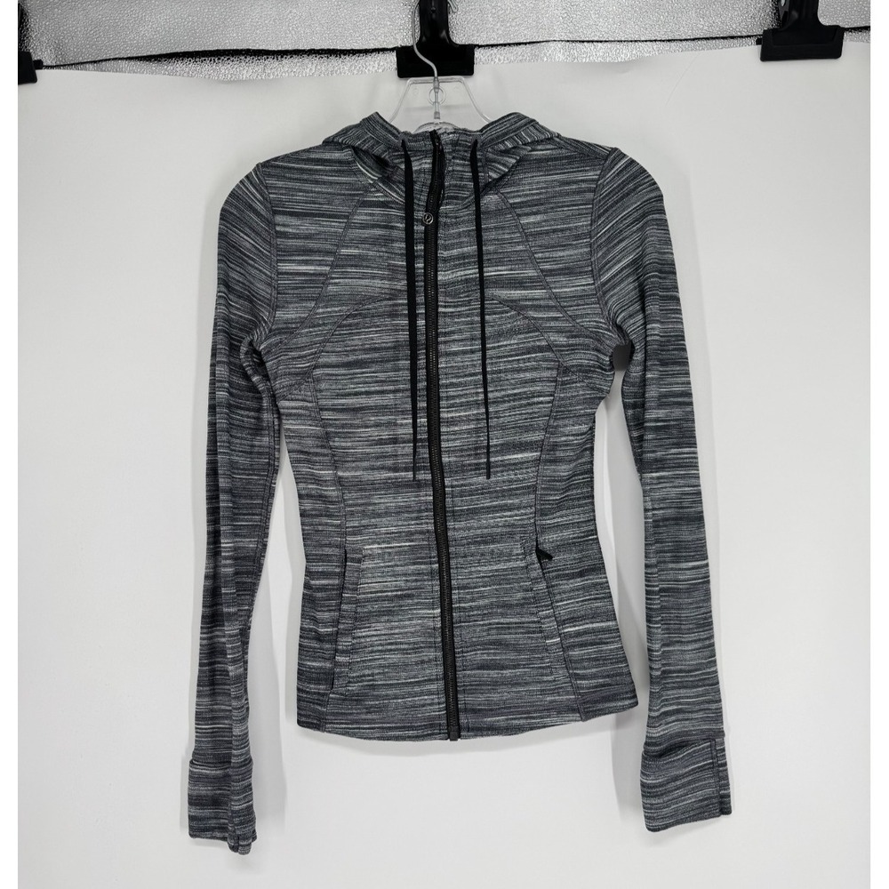 Lululemon Define Jacket Hooded Nulu Womens Size 4 Heathered Black White Full Zip